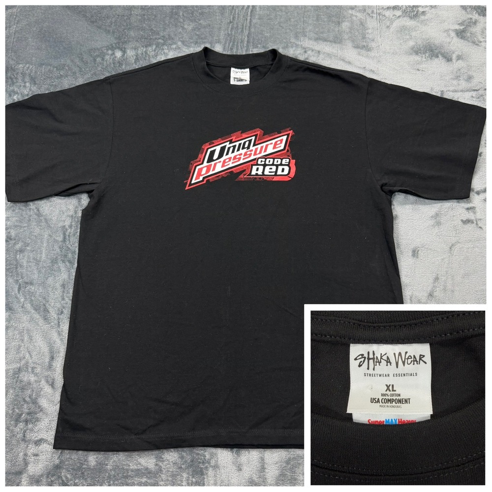 Shaka Wear Mens XL Super Max‎ Heavyweight T-Shirt Uniq Pressure Code Red Black